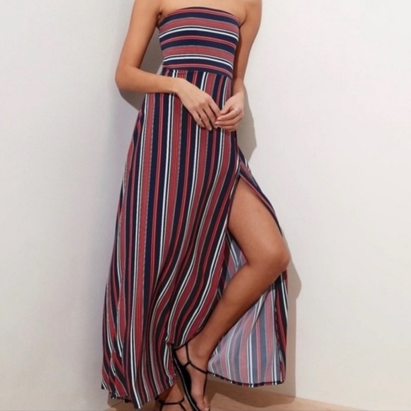 Strapless Petite Maxi Dress - Picture 1 of 9